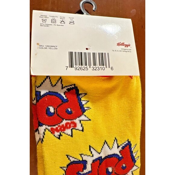 Mens Kelloggs Crazy Socks Crew Corn Pops Yellow Fun Pattern Size 6-12 Food Fun - Picture 5 of 6